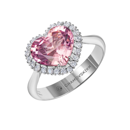 Кольцо со шпинелью и бриллиантами, белое золото 1