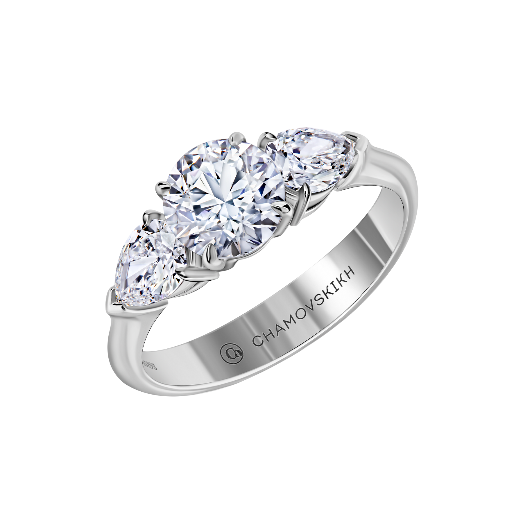 Кольцо с бриллиантами, белое золото