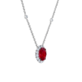 Колье с рубином и бриллиантами, белое золото