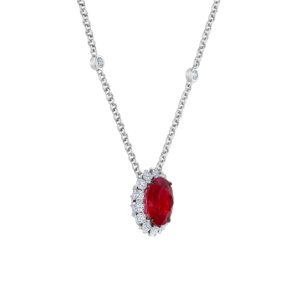 Колье с рубином и бриллиантами, белое золото 2