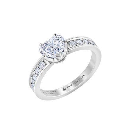 Помолвочное кольцо с бриллиантами, белое золото 1