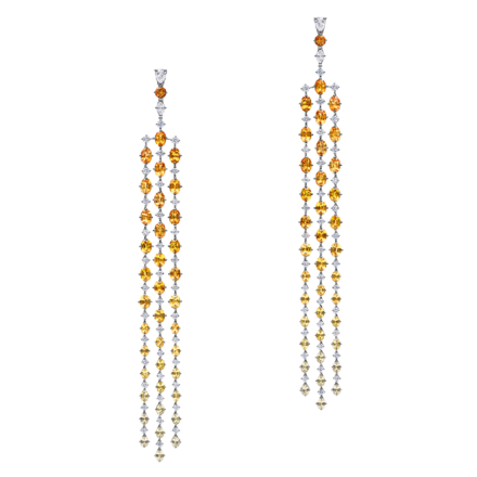 Серьги с цветными сапфирами и бриллиантами, белое золото 2