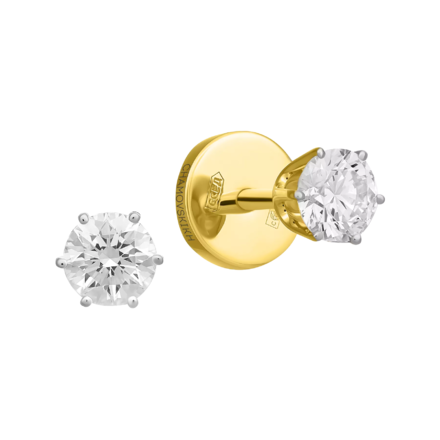 Пусеты с бриллиантами, жёлтое золото, н.керамика 1