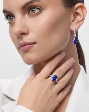 Кольцо с танзанитом и бриллиантами, белое золото 3