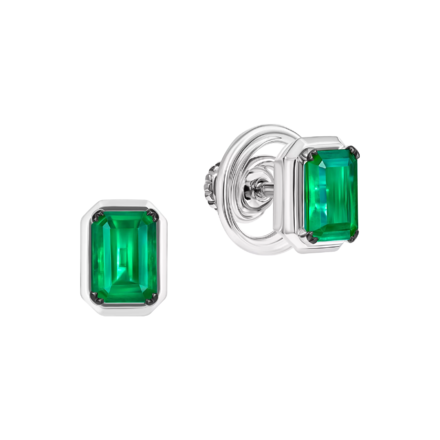 Пусеты с изумрудами, белое золото 1