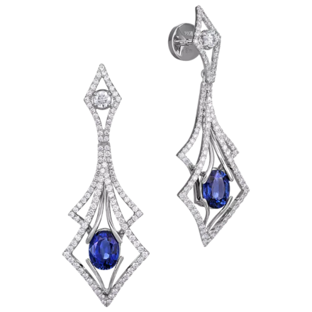 Пусеты с сапфирами, белое золото, н.керамика 1