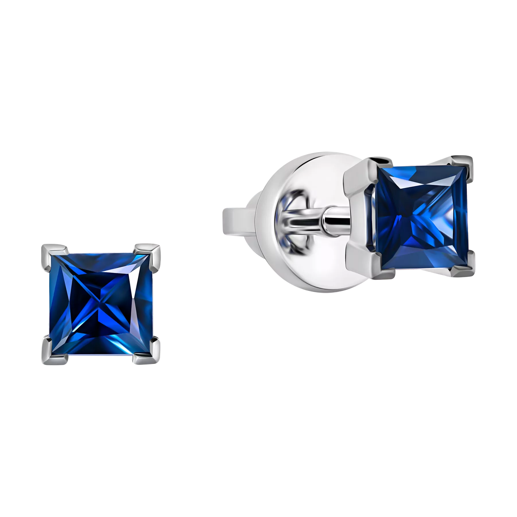 Пусеты с сапфирами, белое золото