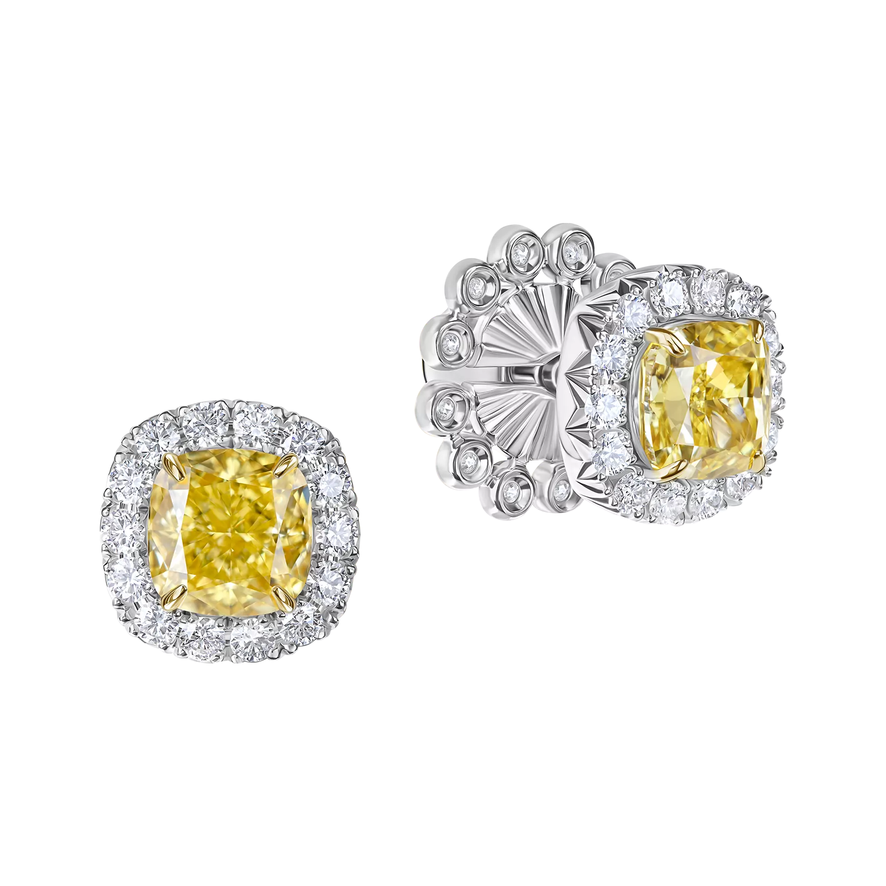 Пусеты с бриллиантами, белое золото