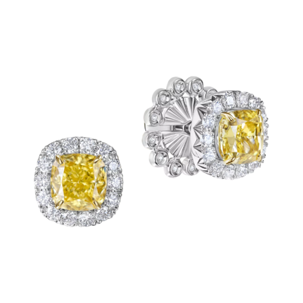 Пусеты с бриллиантами, белое золото 1