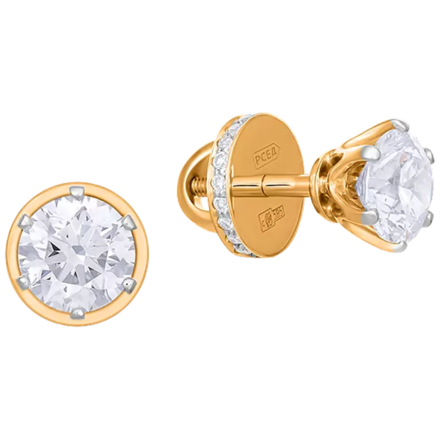 Пусеты с бриллиантами, красное золото 1