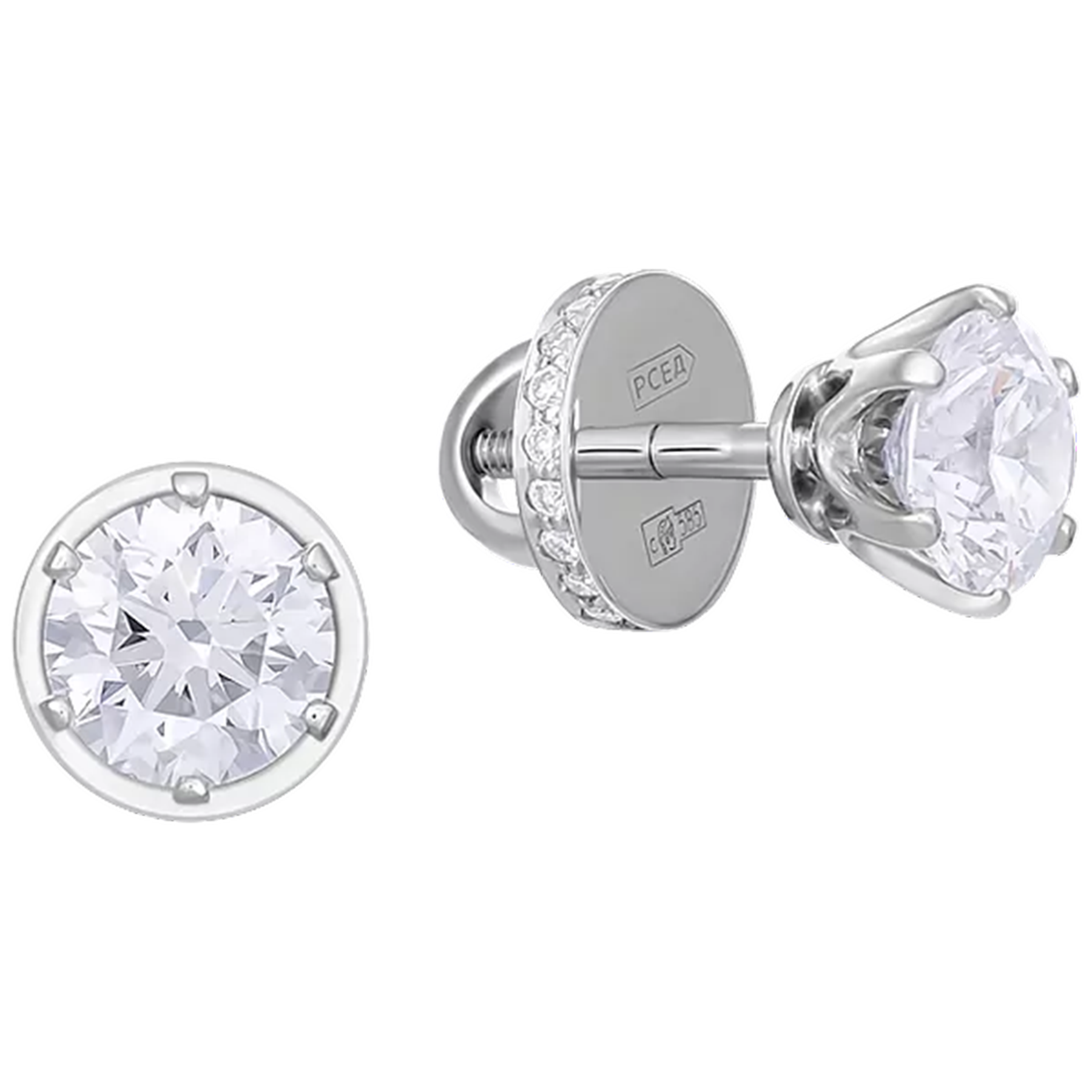 Пусеты с бриллиантами, белое золото