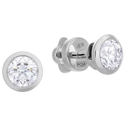 Пусеты с бриллиантами, белое золото 1