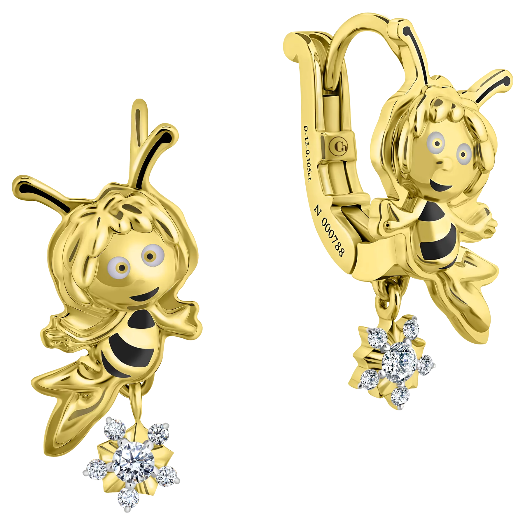 Серьги с бриллиантами, желтое золото, н.керамика