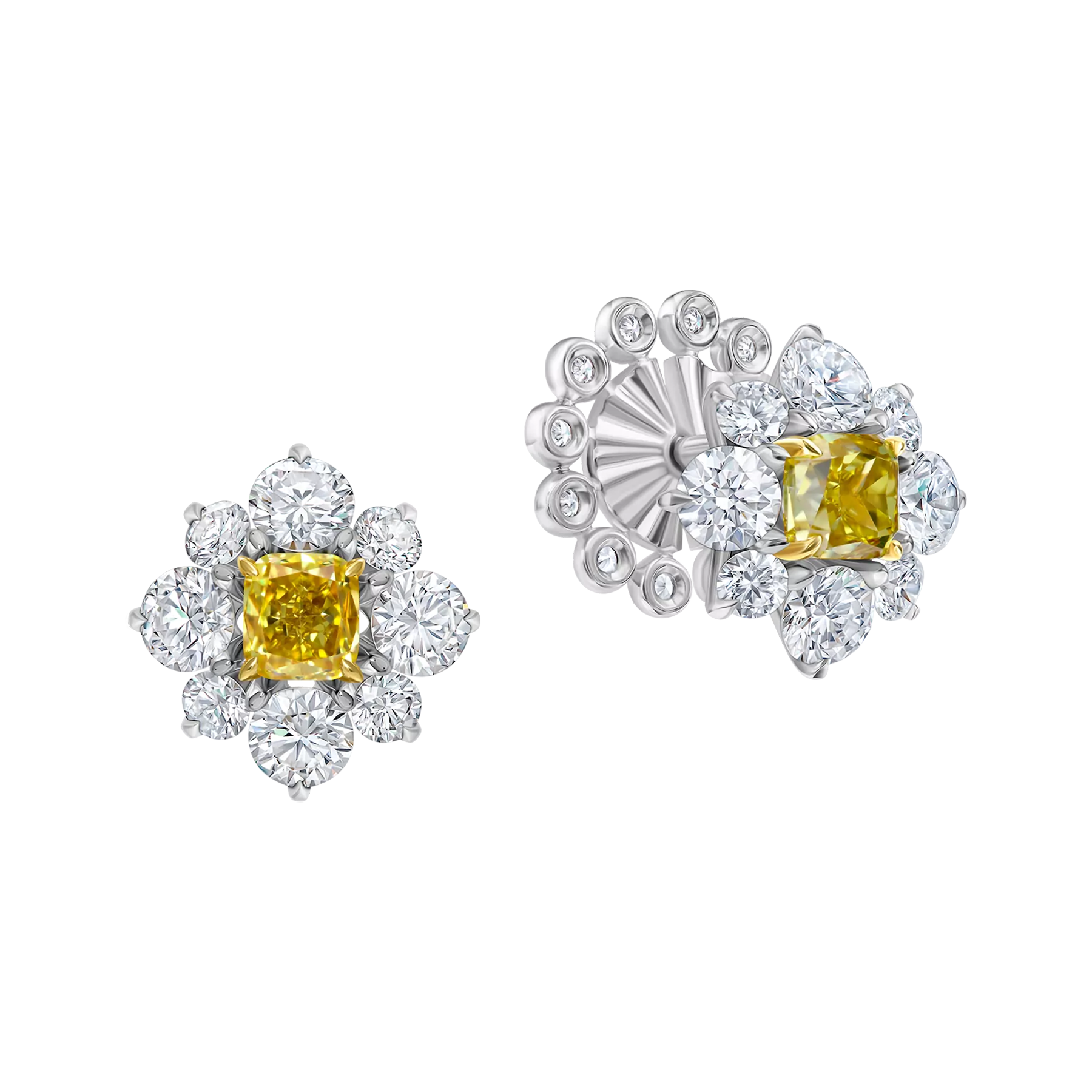 Пусеты с бриллиантами, белое золото