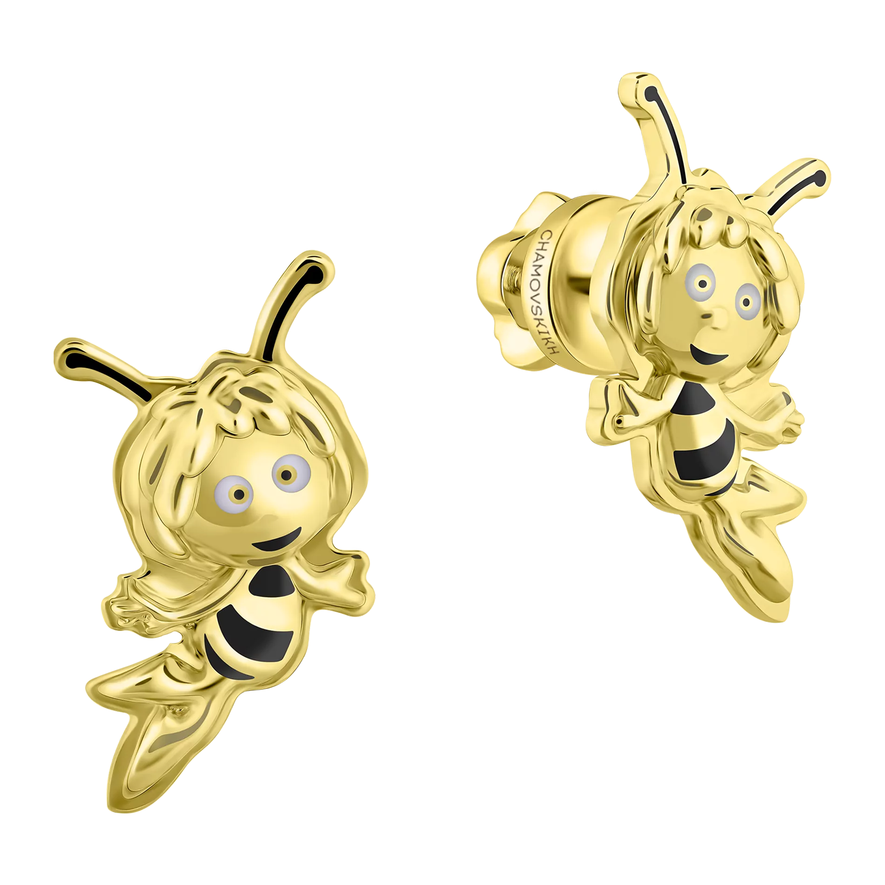 Пусеты, желтое золото, н.керамика