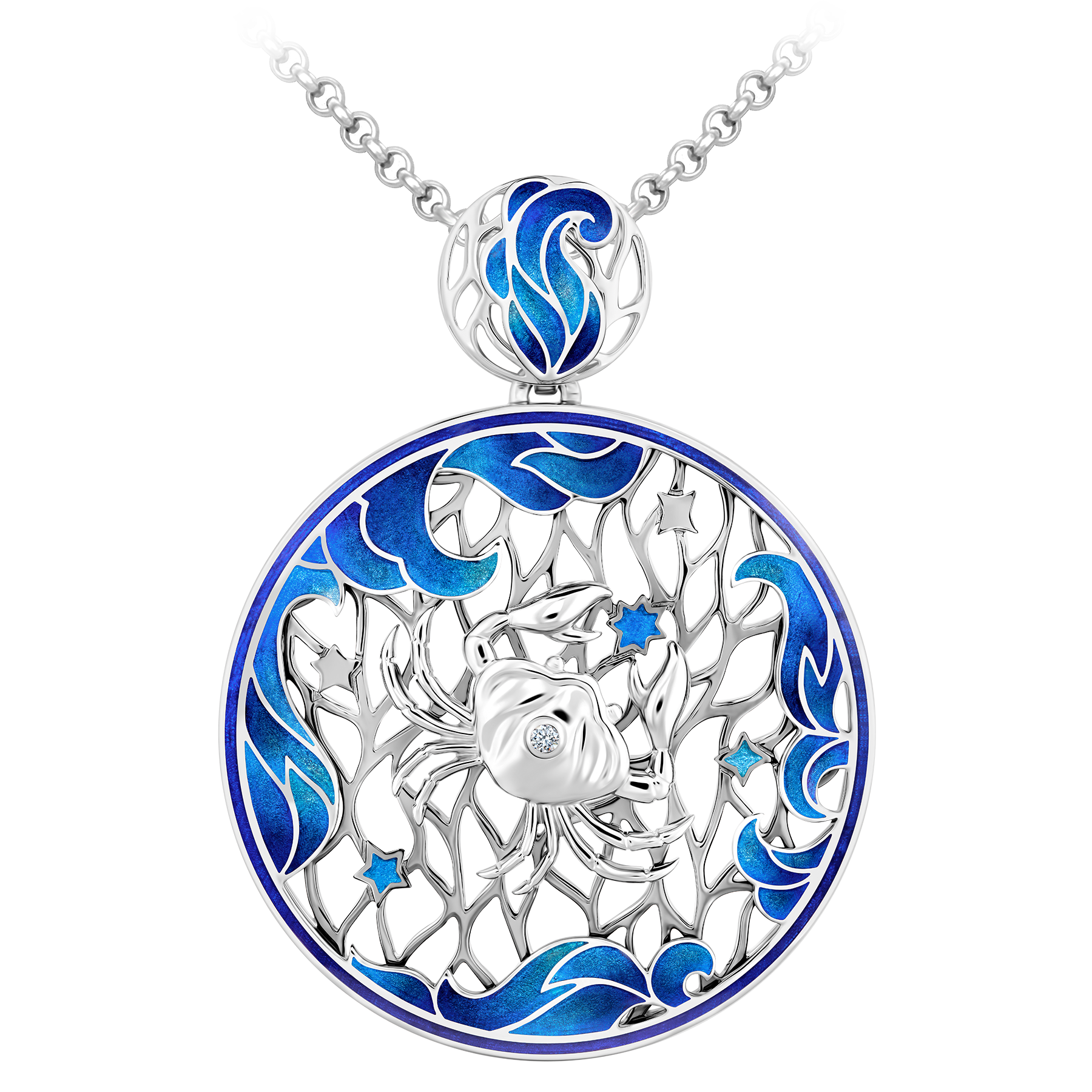 Подвес с бриллиантом, белое золото, н.керамика