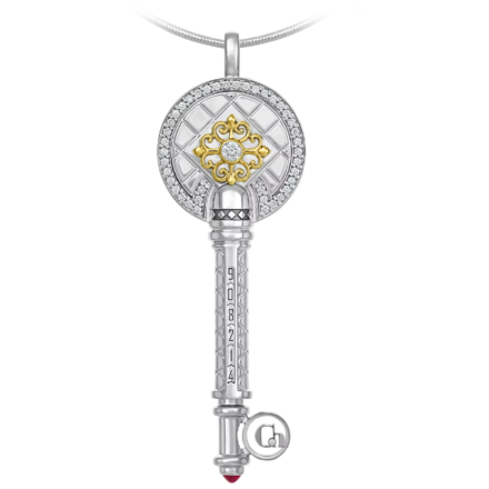 Подвес с рубином и бриллиантами, белое и жёлтое золото 1