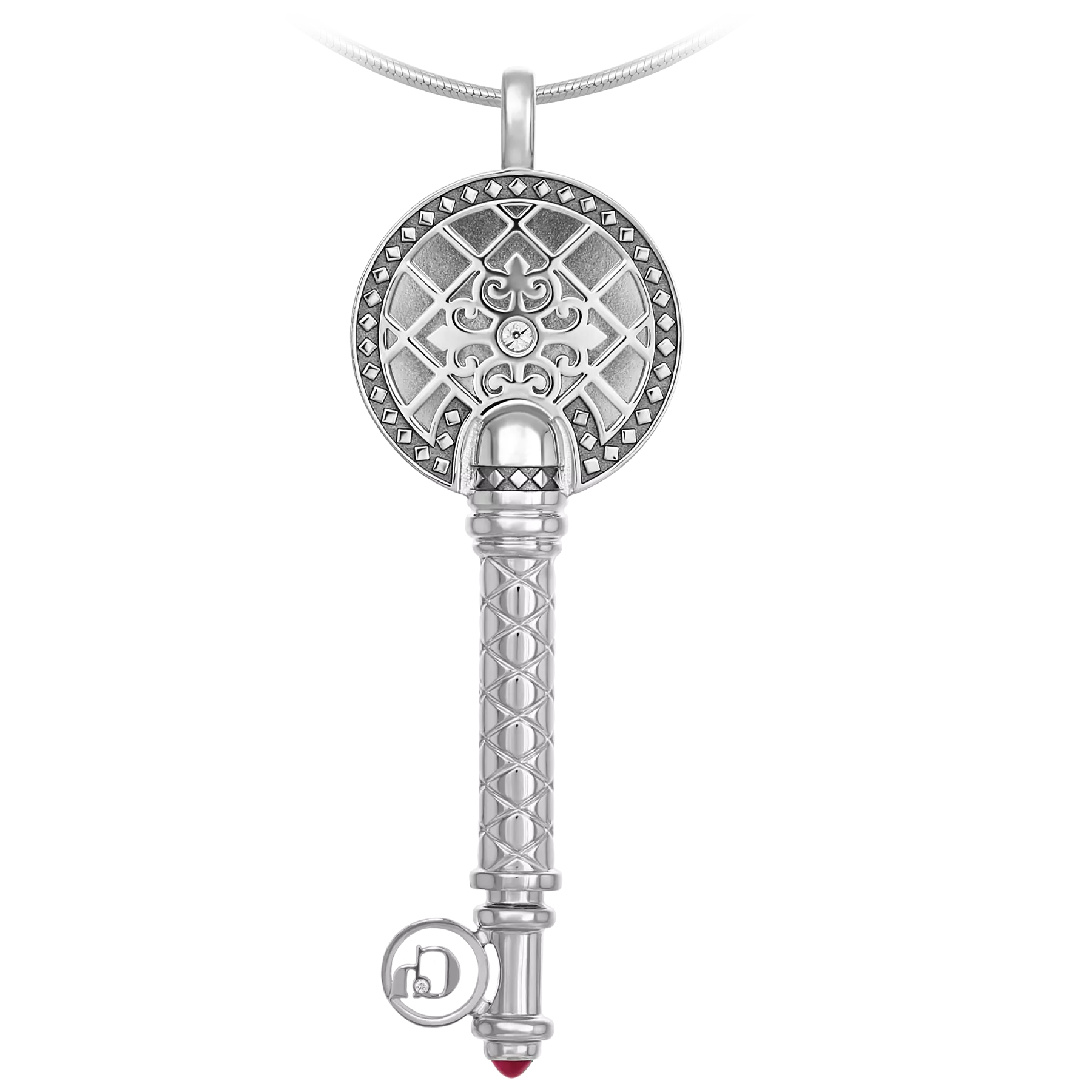 Подвес с рубином и бриллиантами, белое и жёлтое золото