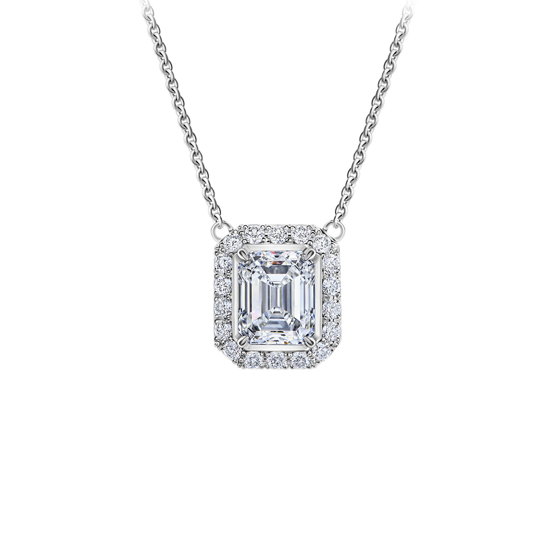 Колье с бриллиантами, белое золото