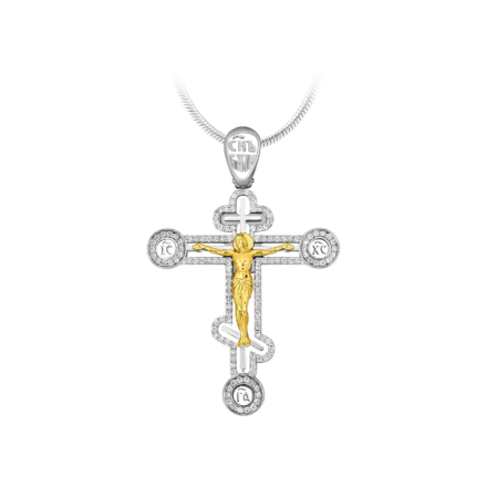 Крест с бриллиантами, белое и жёлтое золото, н.керамика 1