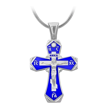 Крест с бриллиантом, белое золото, н.керамика 1