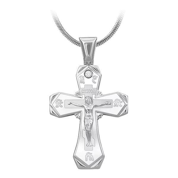 Крест с бриллиантом, белое золото, н.керамика