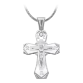 Крест с бриллиантом, белое золото, н.керамика