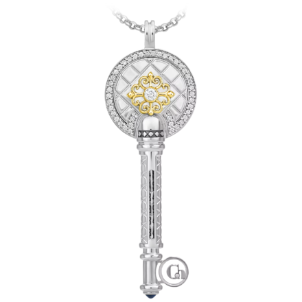 Подвес с сапфиром и бриллиантами, белое и жёлтое золото 1