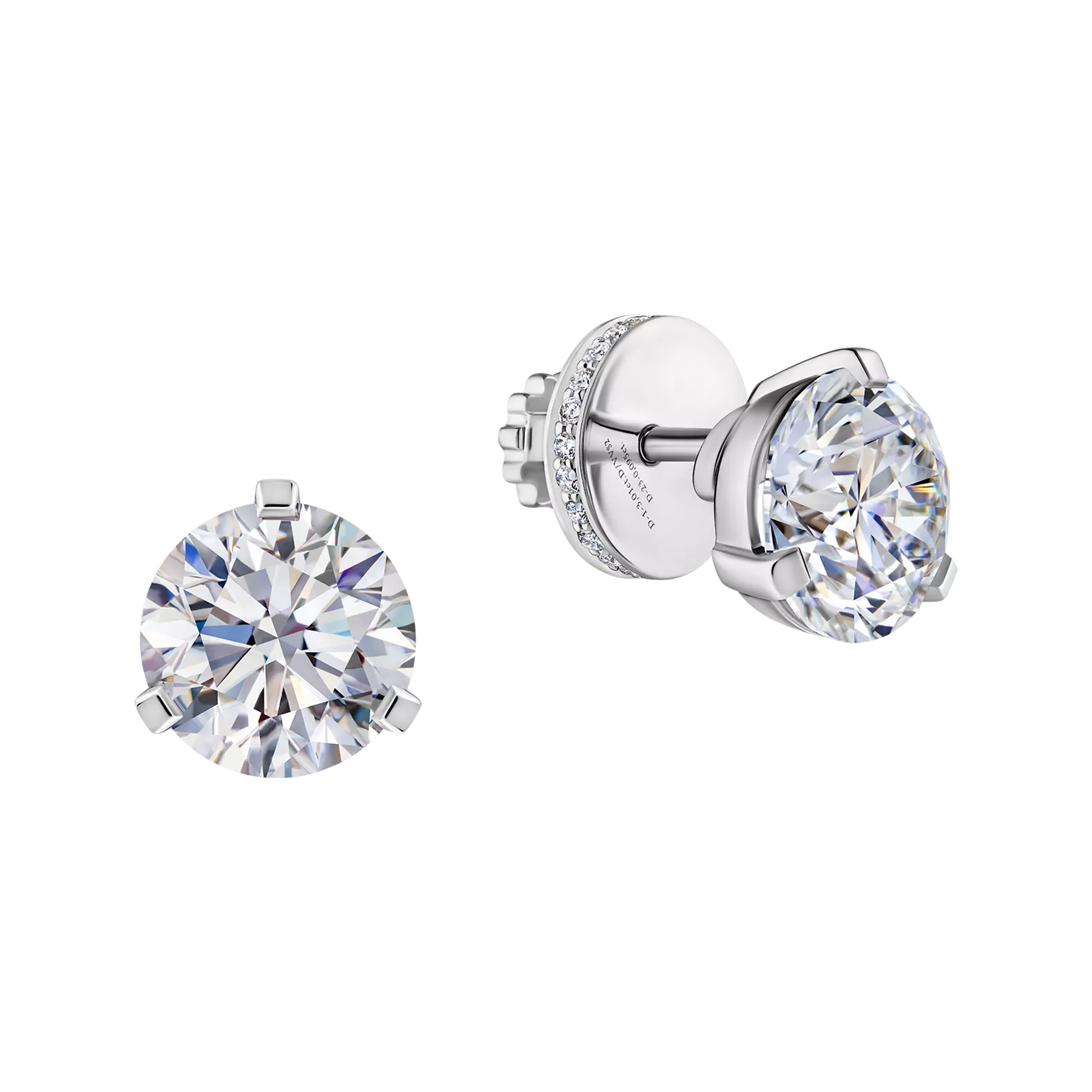 Пусеты с бриллиантами, белое золото, нанокерамика