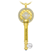 Подвес с сапфиром и бриллиантами, жёлтое и белое золото