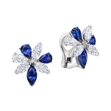 Серьги с сапфирами и бриллиантами, белое золото 1