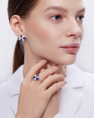 Серьги с сапфирами и бриллиантами, белое золото