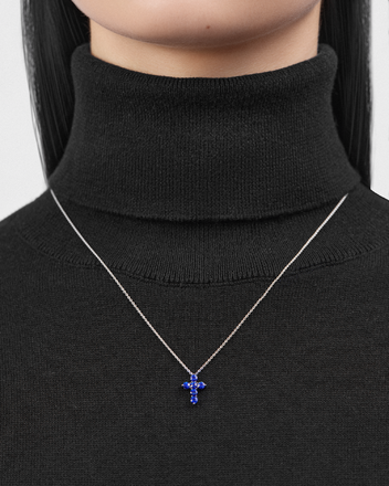 Колье с сапфирами и бриллиантом, белое золото 2