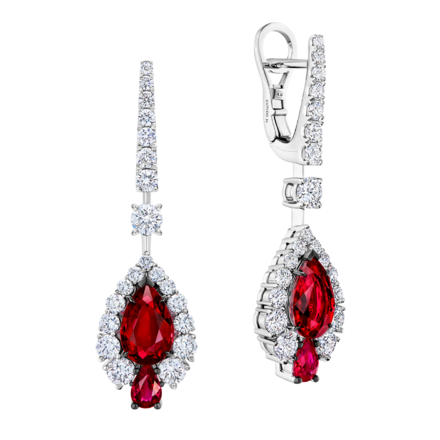 Серьги с рубинами и бриллиантами, белое золото 1