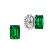 Пусеты с изумрудами и бриллиантами, белое золото