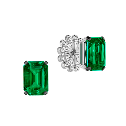 Пусеты с изумрудами и бриллиантами, белое золото 1