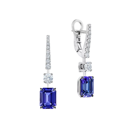 Серьги с танзанитами и бриллиантами, белое золото 1