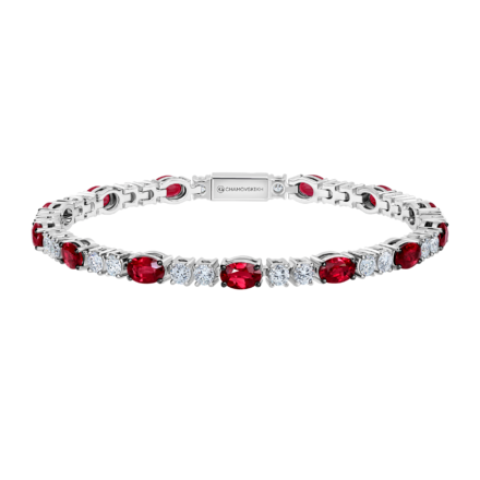 Браслет с рубинами и бриллиантами, белое золото 1
