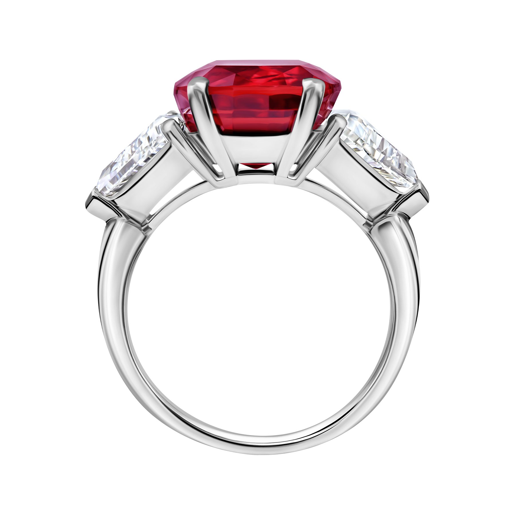Кольцо с рубином и бриллиантами, платина