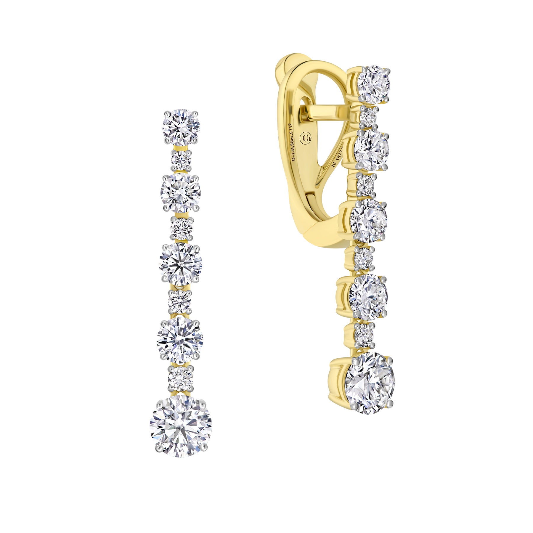 Серьги с бриллиантами, желтое золото