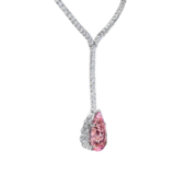 Колье с морганитом и бриллиантами, белое золото