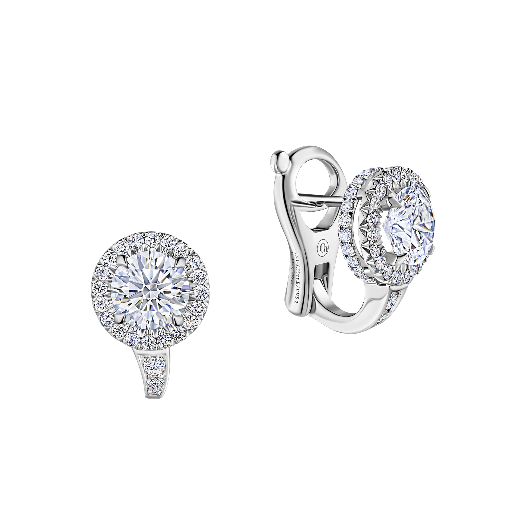 Серьги с бриллиантами, белое золото