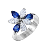 Кольцо с сапфирами и бриллиантами, белое золото