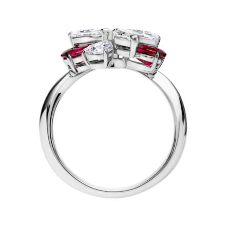 Кольцо с рубинами и бриллиантами, белое золото 2