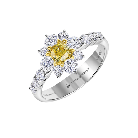 Кольцо с бриллиантами, белое золото 1