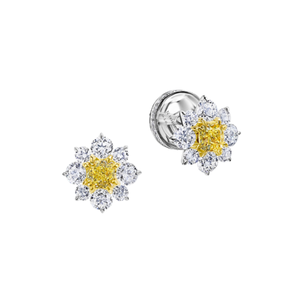 Пусеты с бриллиантами, белое золото 1