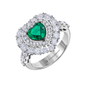 Кольцо с изумрудом и бриллиантами, белое золото