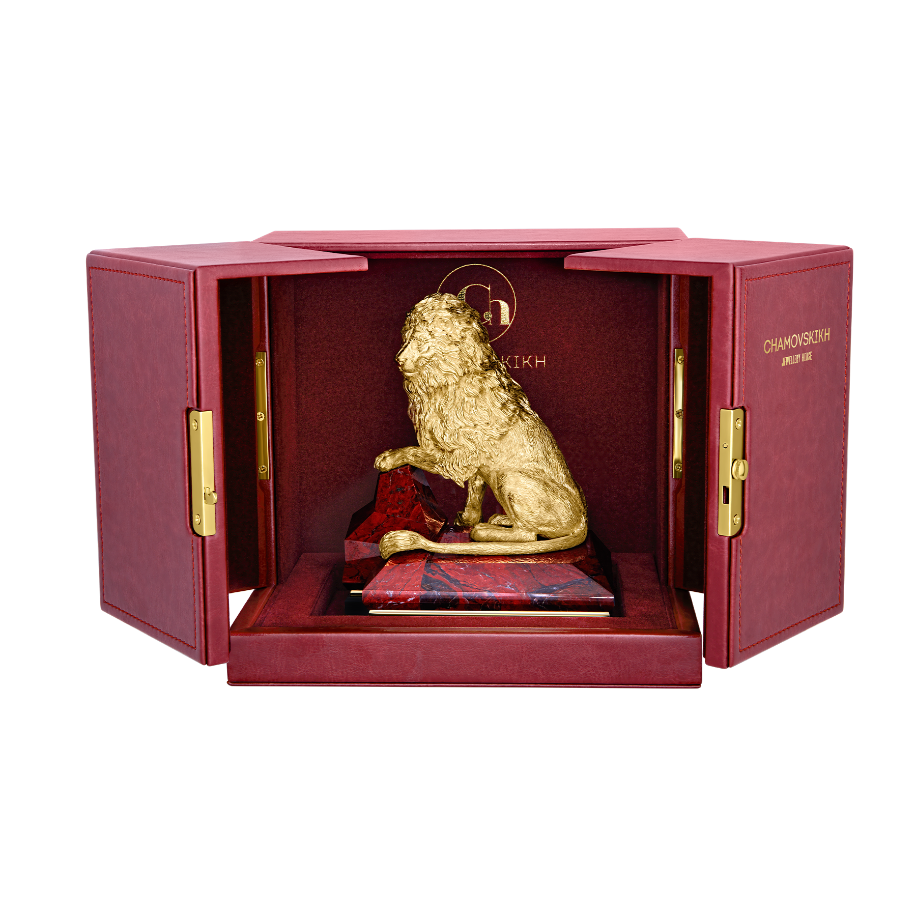 Настольная скульптура «Лев» с золочением