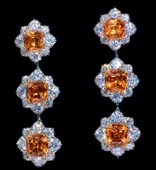 Серьги со спессартинами и бриллиантами, белое золото