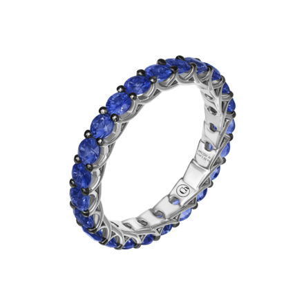 Обручальное кольцо с сапфирами, белое золото 1